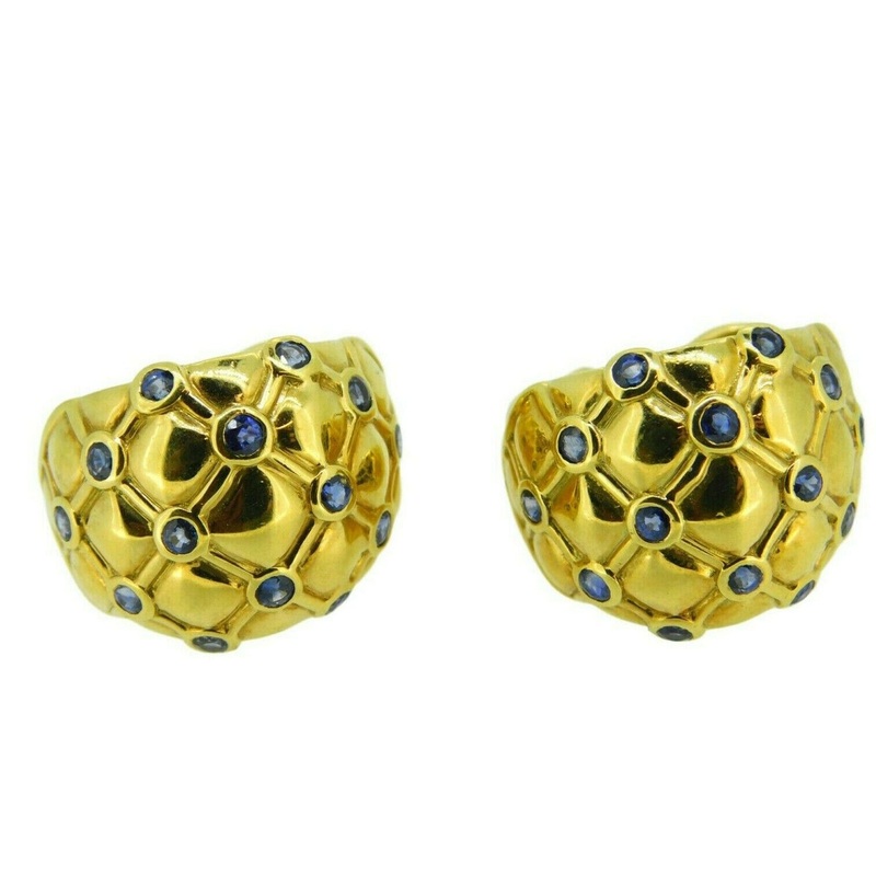 Fine 18k Yellow Gold Genuine Natural Sapphire Earrings (#J4665)
