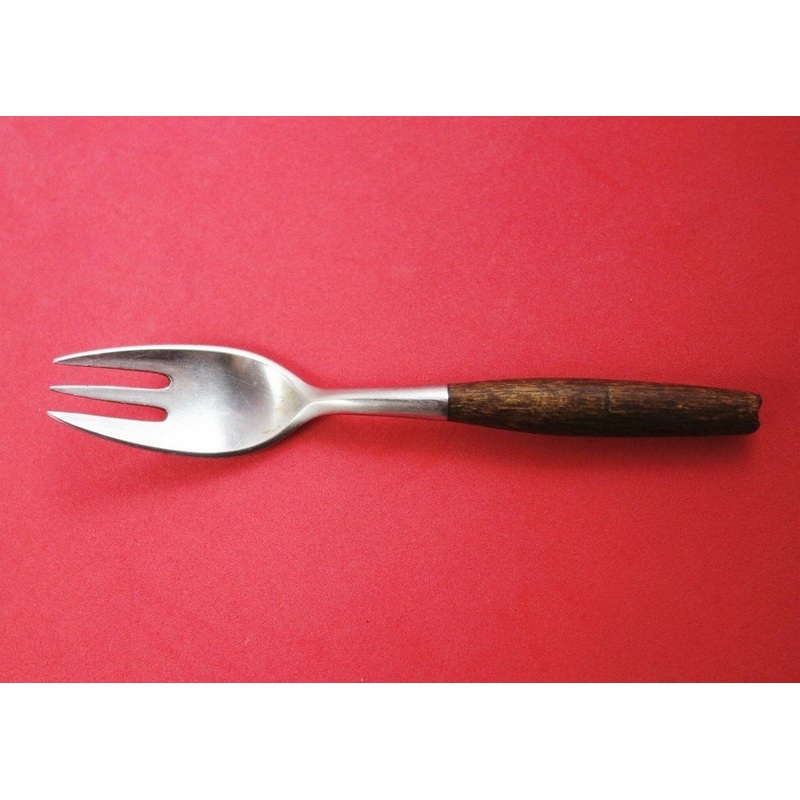 Fjord by Dansk German Stainless Steel and Teak Salad Fork 3-Tine 6 5/8" Flatware
