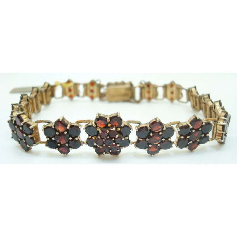Genuine Natural Bohemian Garnet Bracelet with Safety Chain (#C2500)