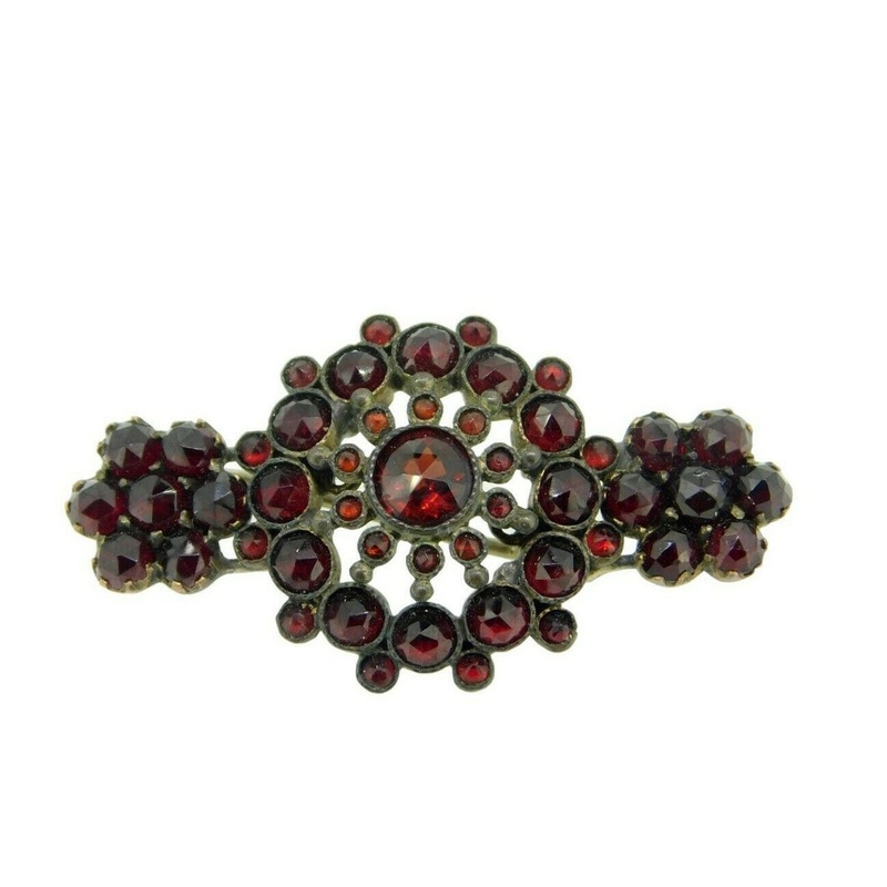 Genuine Natural Bohemian Garnet Brooch Pin (#J4598)