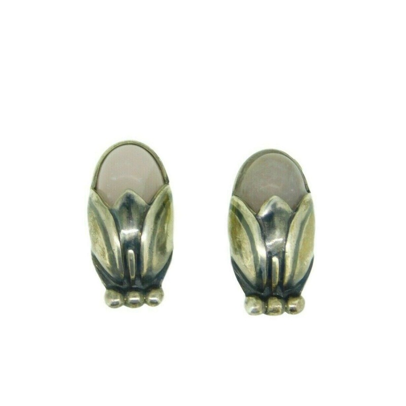 Georg Jensen 2011 Clip On Earrings with Rose Quartz (#J4656)