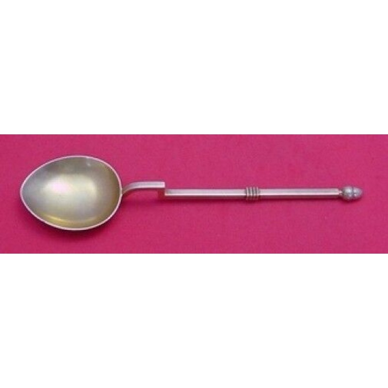 German Sterling Pattern Unknown by Unknown Place Soup Spoon w/Acorn Vermeil 8"