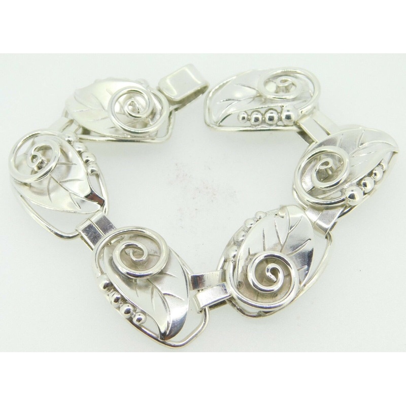 La Paglia Sterling Bracelet Handwrought with Six Leaf Shapes #220 (#J4304)