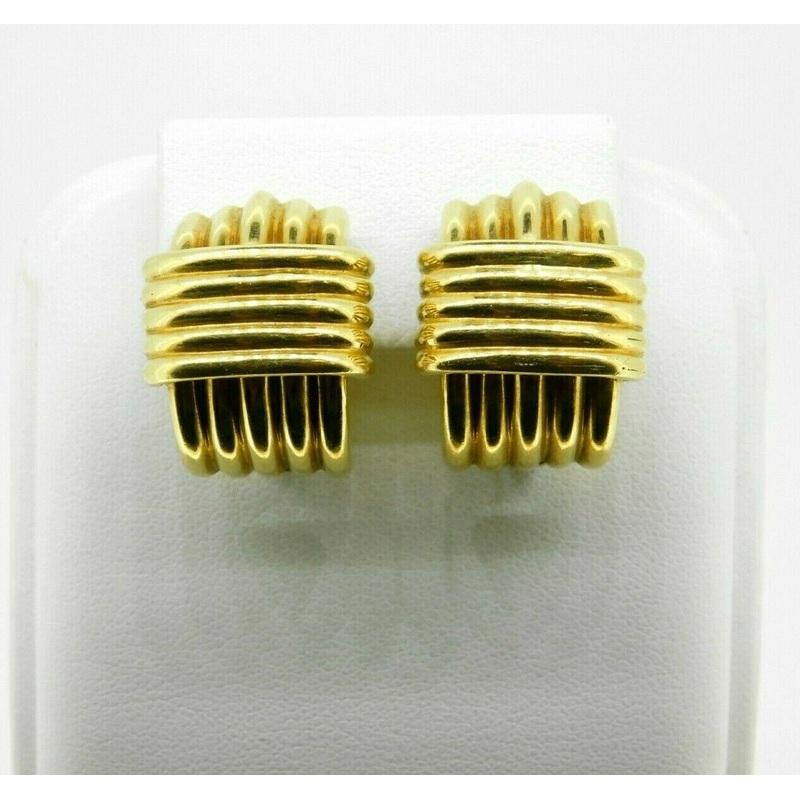 Pair of 18k Yellow Gold Bold Heavy Earrings (#J4613)