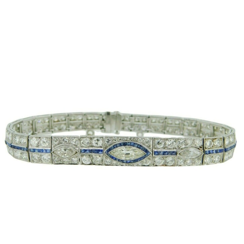 Platinum Art Deco 8.5ct Diamond Bracelet Exceptionally Fine Gorgeous! (#J4561)