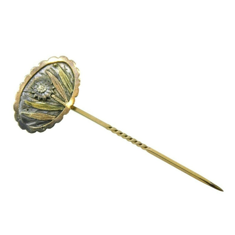 Sterling and Gold Floral Stick Pin (#J1658)