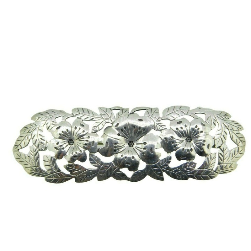 Sterling Stavre Gregor Panis Handmade Pin Hand Engraved Flowers (#J4657)