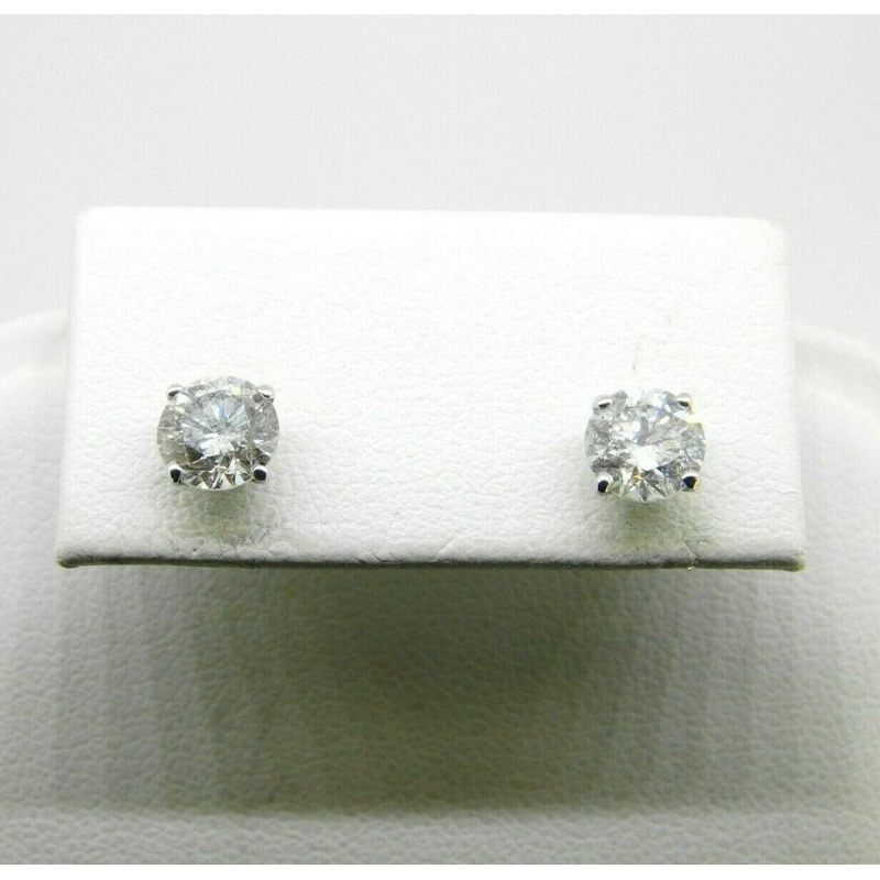 14k Gold 1.62ct Total Weight Genuine Natural Diamond Stud Post Earrings (#J4567)