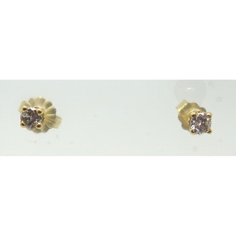 14k Yellow Gold Genuine Natural Diamond Stud Earrings .18ct Total Weight #J1135