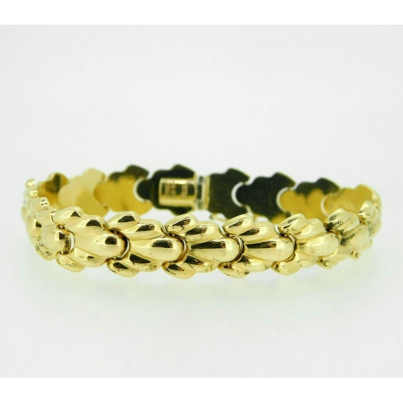 14k Yellow Gold Scallop Shell Link Bracelet (#J5065)
