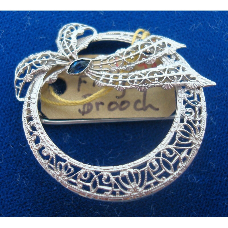 Art Deco Gold Filigree Brooch (#J1645)