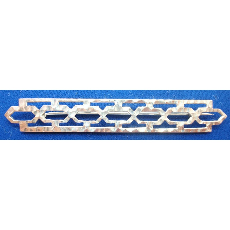 Arts and Crafts Sterling Hammered Geometric Bar Pin (#J2702)