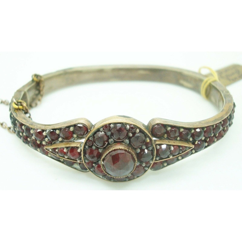 Genuine Natural Bohemian Garnet Bangle Bracelet (#C2316)