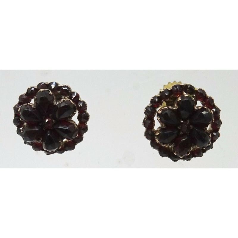 Genuine Natural Bohemian Garnet Earrings with 14k Posts (#J3189)