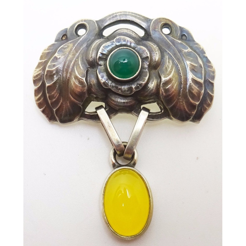 Georg Jensen Sterling #2008 Pin with Agate (#J3403)