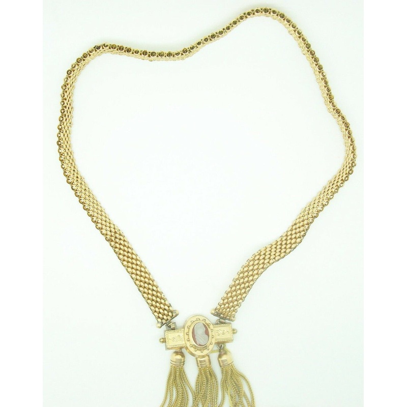 Gold Filled Stone Cameo Necklace (#J2441)