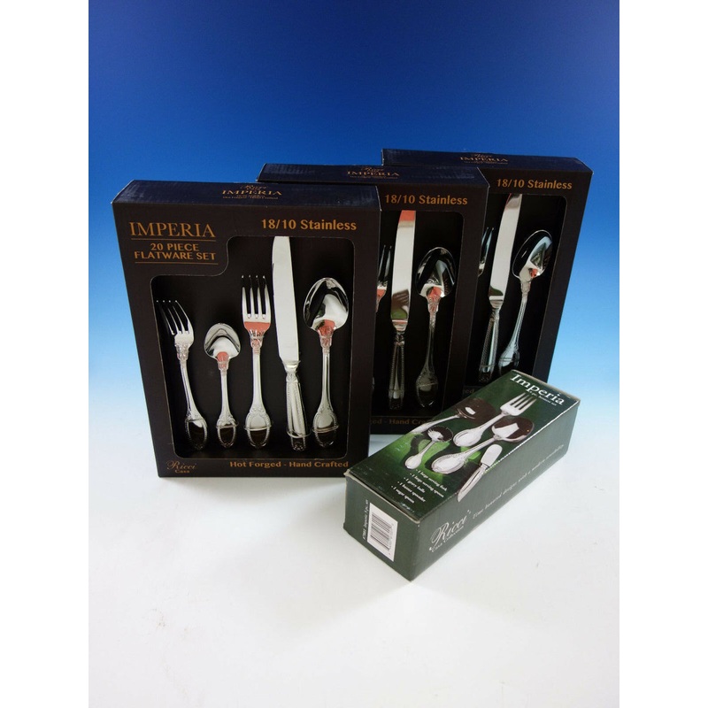 Imperia by Ricci Casa Stainless Steel Flatware Set For 12 Service 65 Pieces New