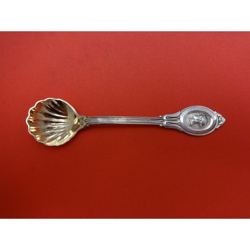 Medallion Coin by E. Jaccard & Co. Salt Spoon Master w/Scalloped Bowl 3 7/8"