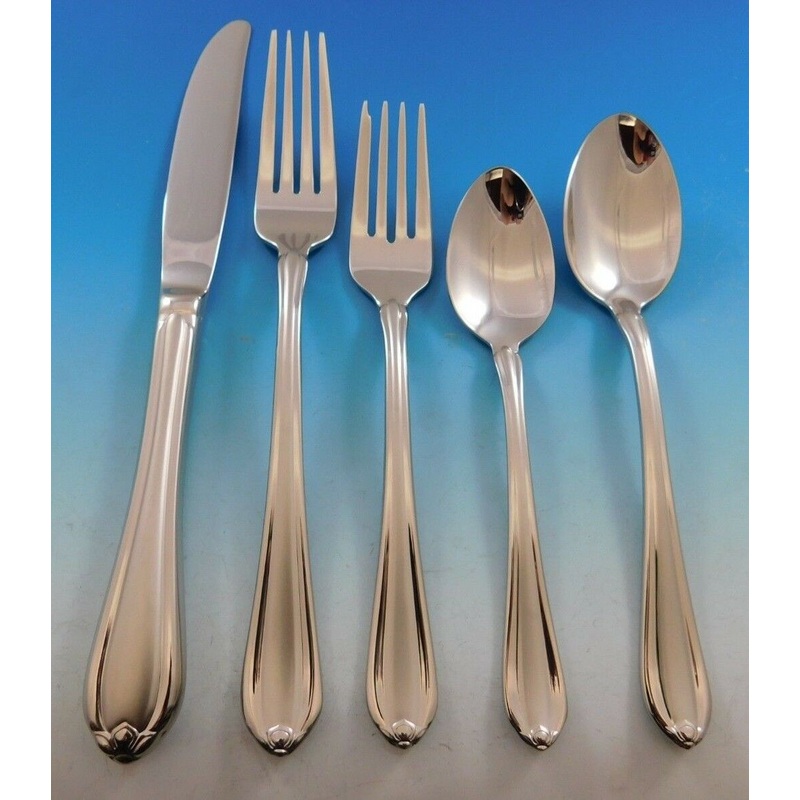 Melon Bud Frosted by Gorham Stainless Steel Flatware Set Service 8 New 45 pc