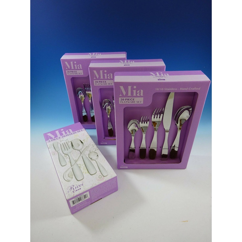 Mia by Ricci Stainless Steel Flatware Tableware Set Service 12 New 65 Pcs Modern