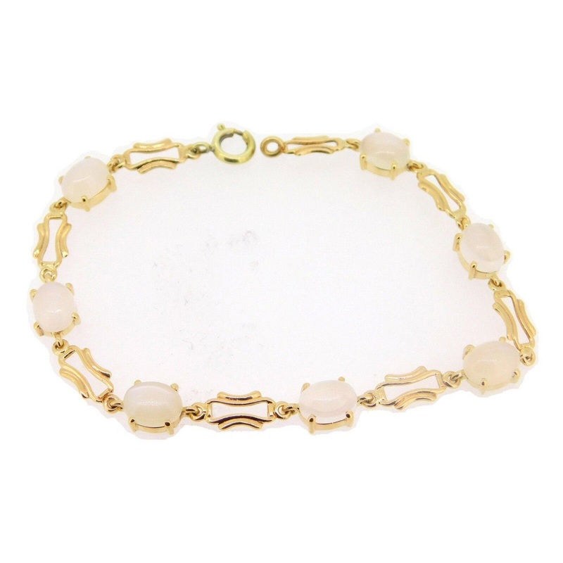 14k Gold Genuine Natural Moonstone Bracelet (#J4023)