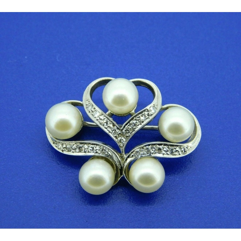 14k White Gold Cultured Pearl and Diamond Pin and Pendant (#J4435)