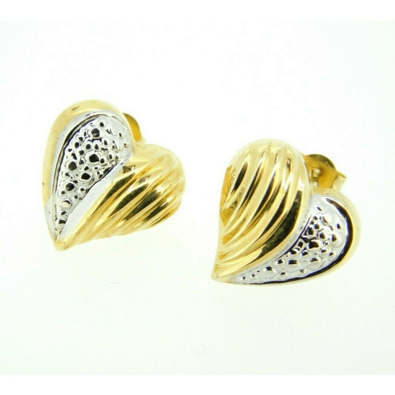 14k Yellow and White Gold Heart Stud Earrings (#J4441)