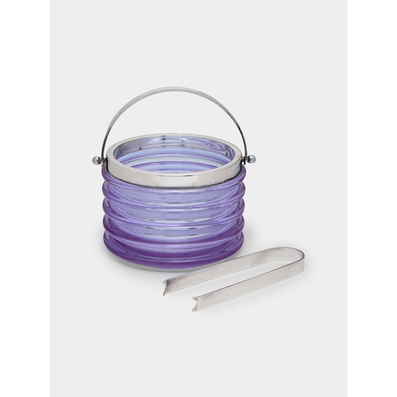 1970s Crystal Ice Bucket with Tongs