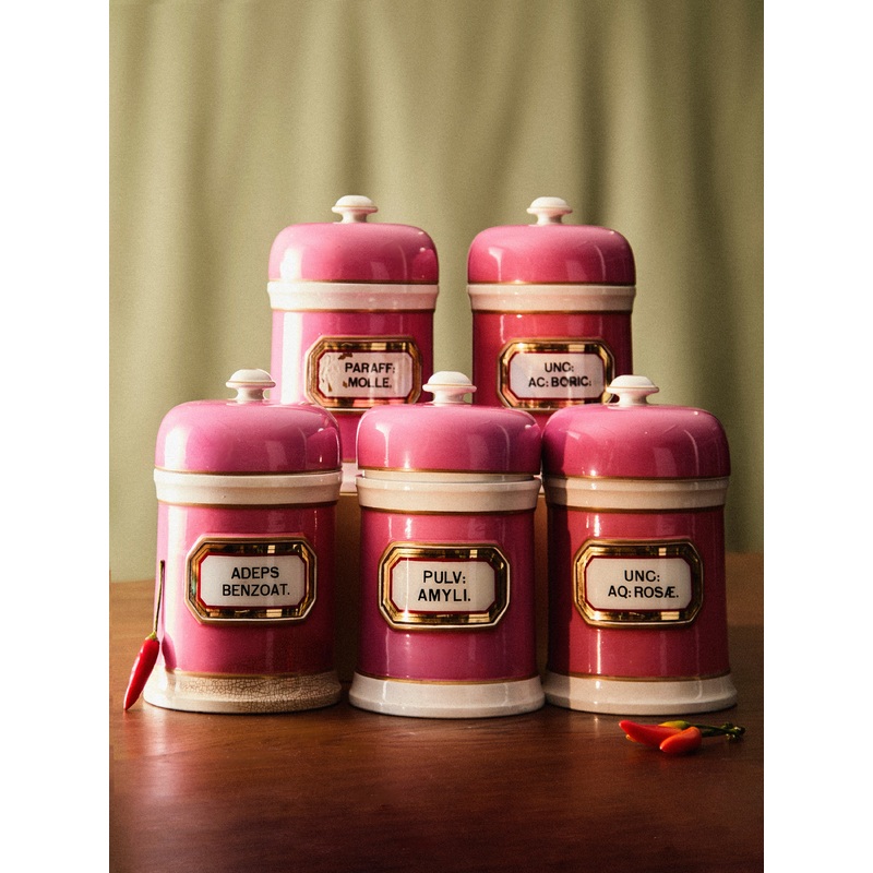 19th-Century Ceramic Apothecary Jars (Set of 5)
