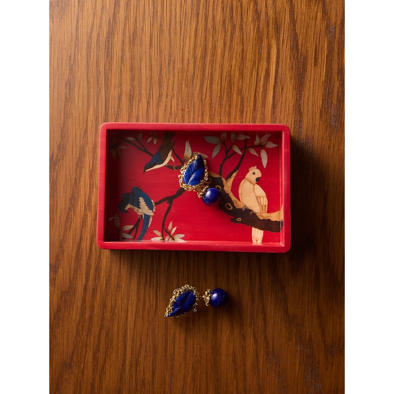 Birds Marquetry Wood Vide Poche (6in/16cm)