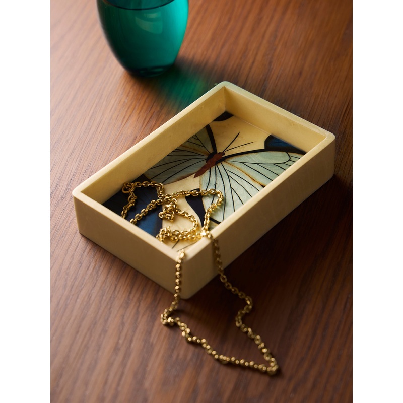 Butterflies Marquetry Wood Vide Poche (6in/16cm)