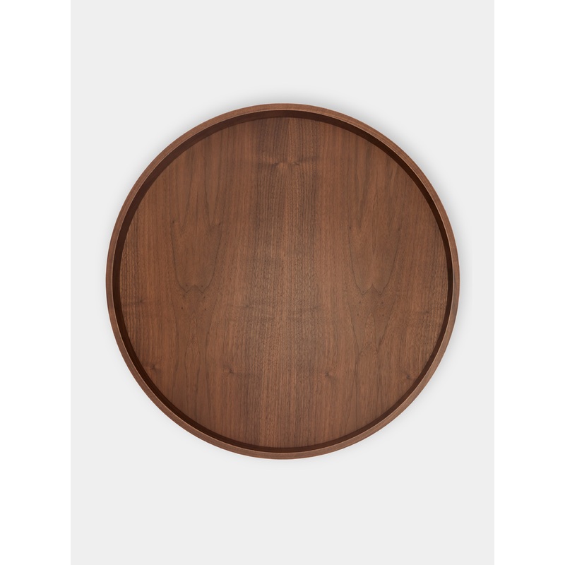 Dama Leather and Wood Round Tray (24.5in/62.5cm)