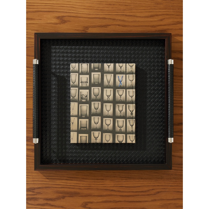 Diana Ebony and Woven Leather Tray (18in/46cm)