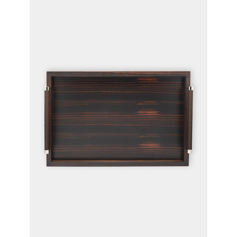 Diana Ebony and Woven Leather Tray (23.5in/60cm)
