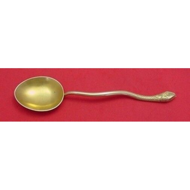 German Sterling Pattern Unknown by Unknown Place Soup Spoon w/Snake Vermeil