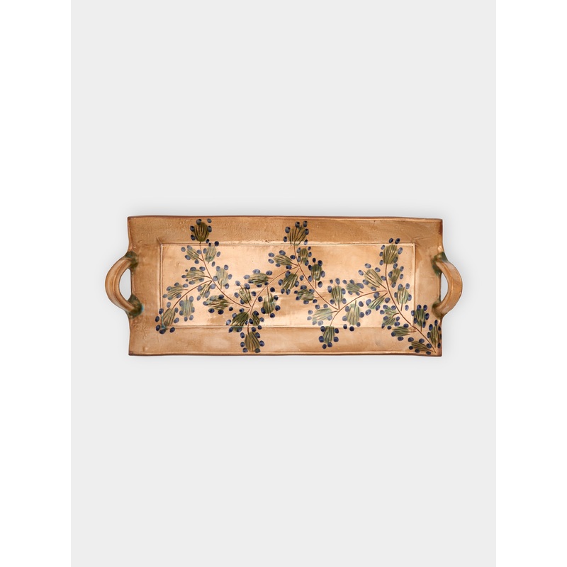 Leaves Hand-Painted Ceramic Tray (14in/35cm)