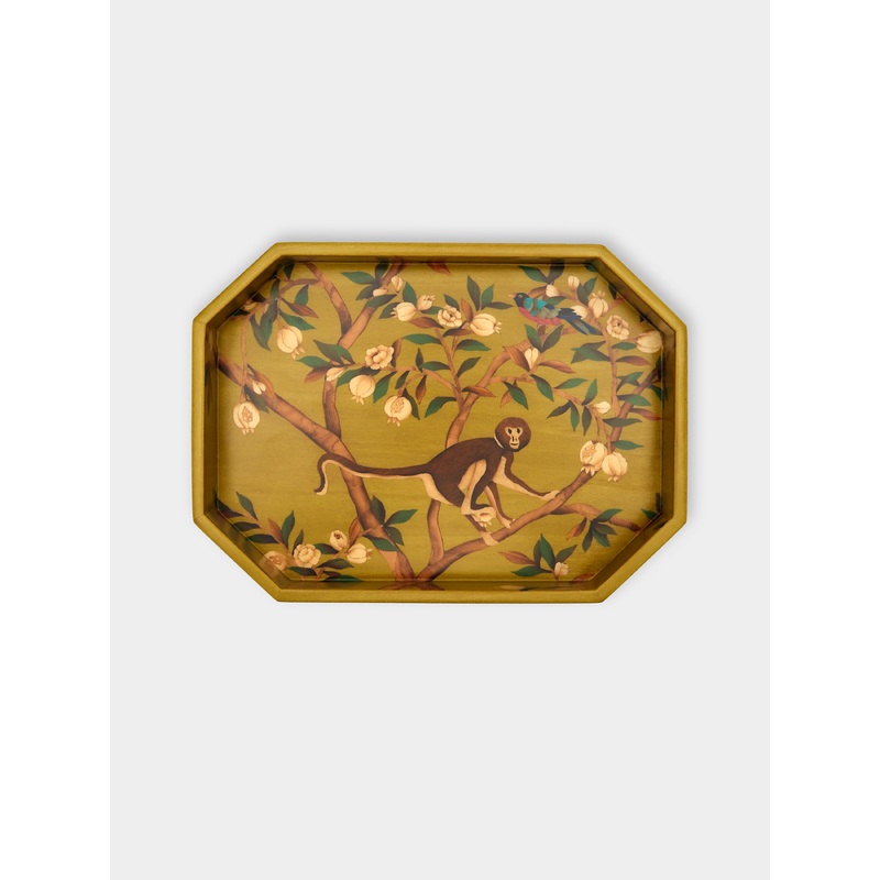Monkeys Marquetry Wood Vide Poche (8in/20cm)