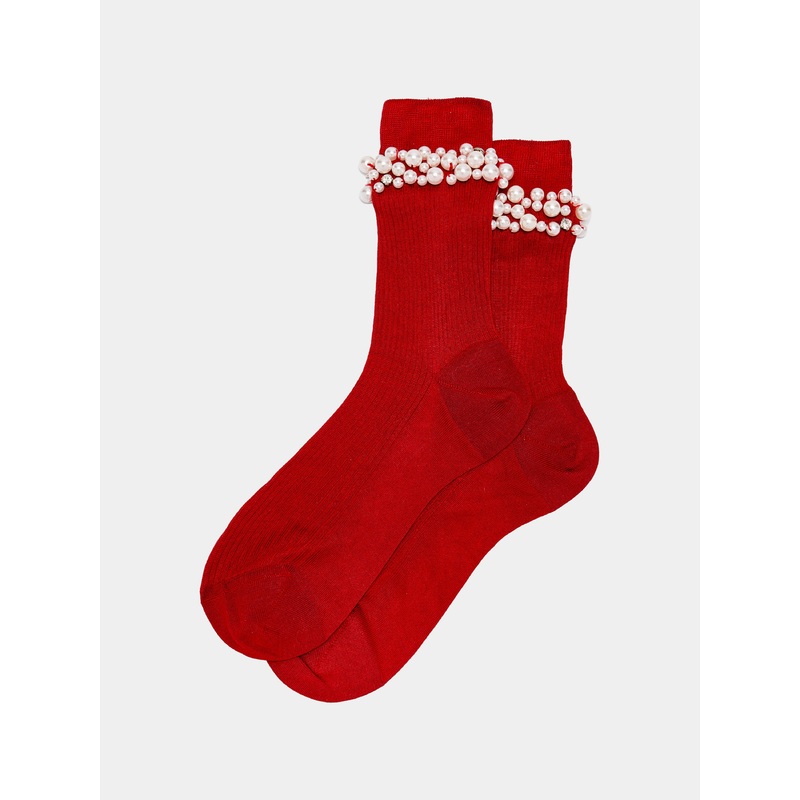 Women's Perles Silk-Blend Mid-Calf Socks | One Size