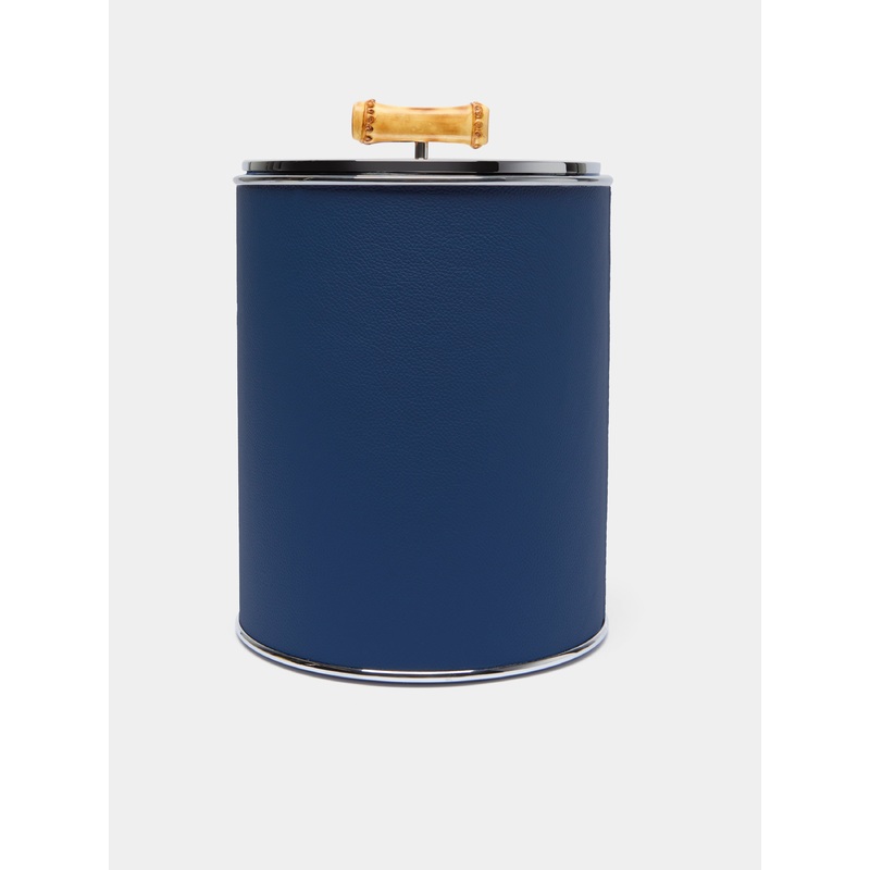 Bamboo and Leather Wastepaper Bin