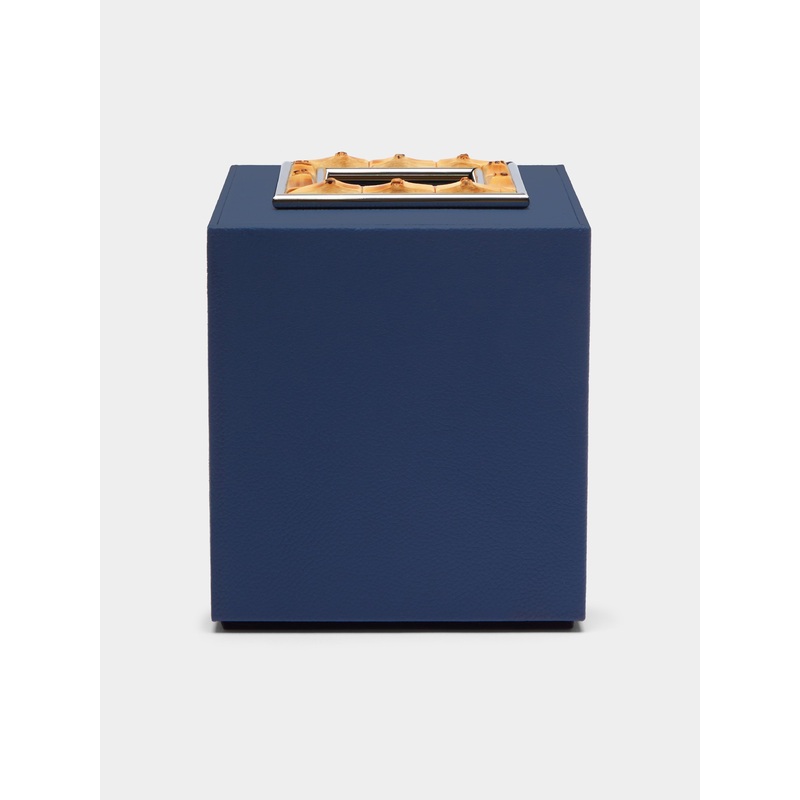 Leather and Bamboo Tissue Box